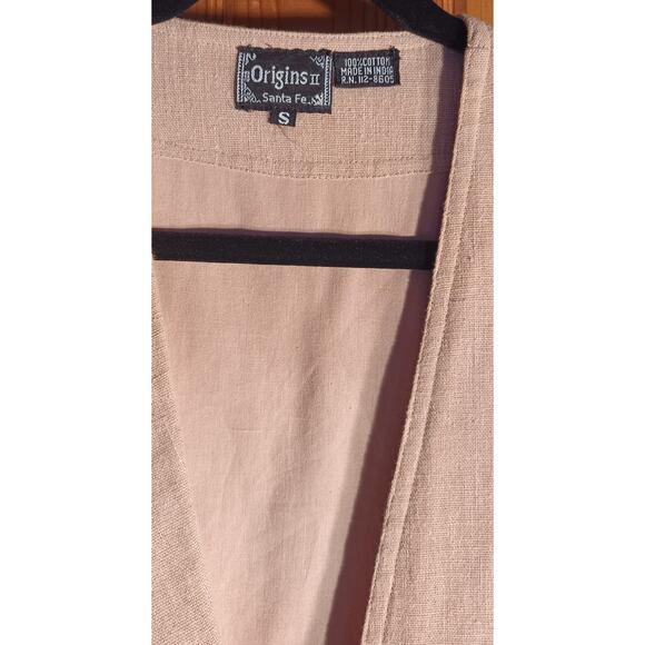 Origins II 100% Cotton Blazer Womens Small Beige with Abstract Design Lagenlook - Picture 2 of 5